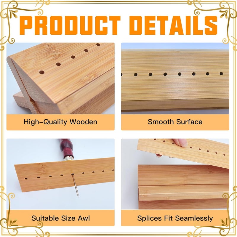 GeryVtee Bamboo Book Binding Cradle with 2 Awls Wood Bookbinding Punching Cradle with Piercing Guide Portable Book Binding Tools Book Binding Kits Bookbinding Supplies for Book DIY Crafts - Image 3